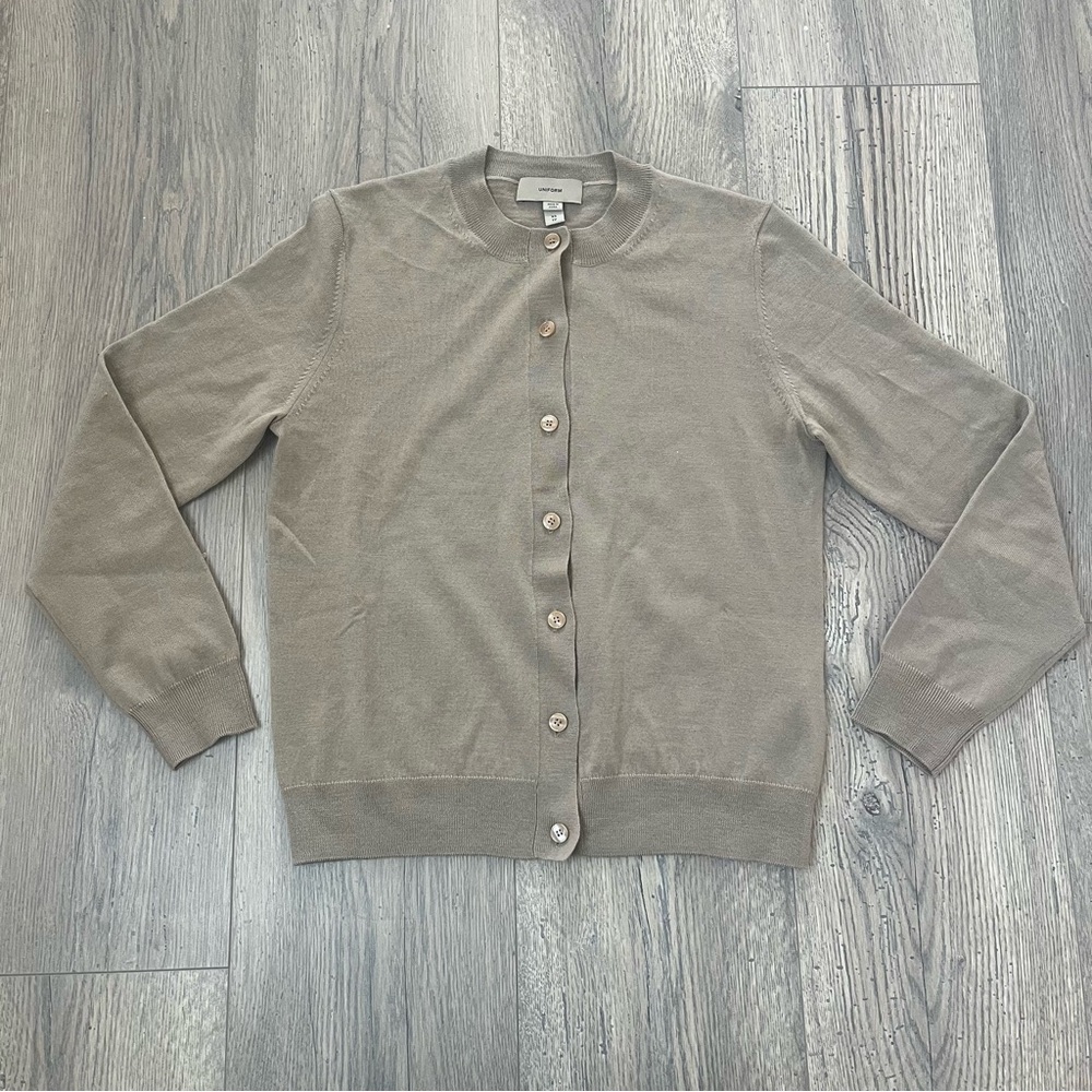 Burberry Extra Fine Merino Wool Cardigan | Neutral Beige Button Front XS
